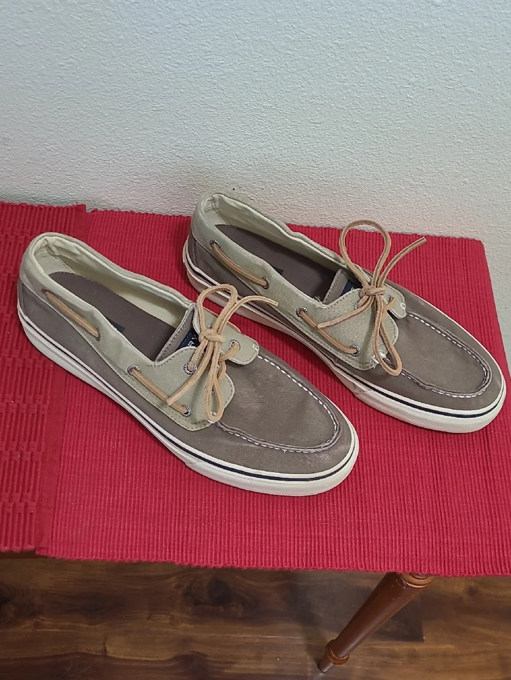 Sperry Men's Brown and Tan Canvas/Suede Boat Shoes